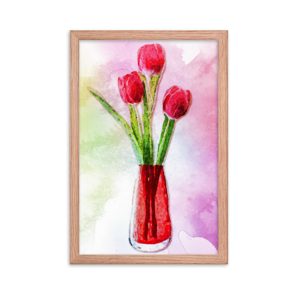 3 Red Tulips