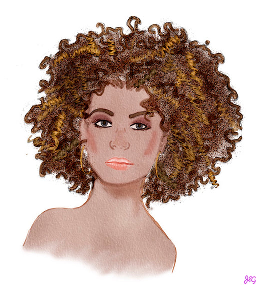 Pensive Curly Girl In Color